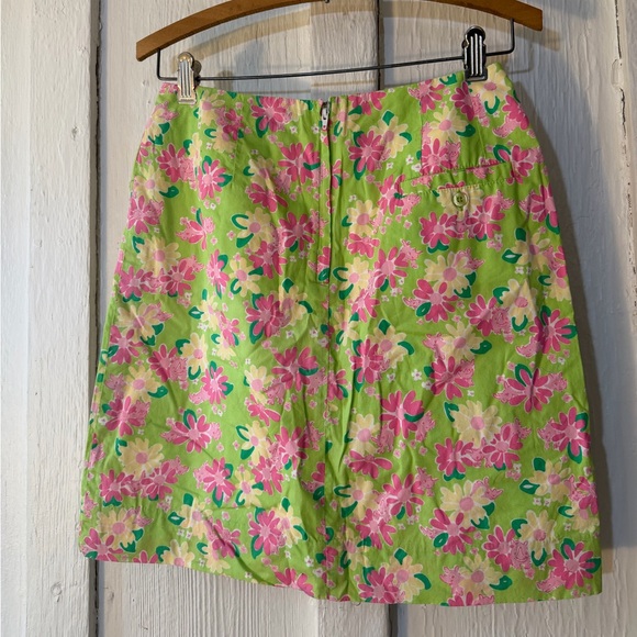 Vintage Lilly Pulitzer Skirt Pink/Green Floral w/ Rhinos Cotton Lined: Size 6 - Picture 5 of 16